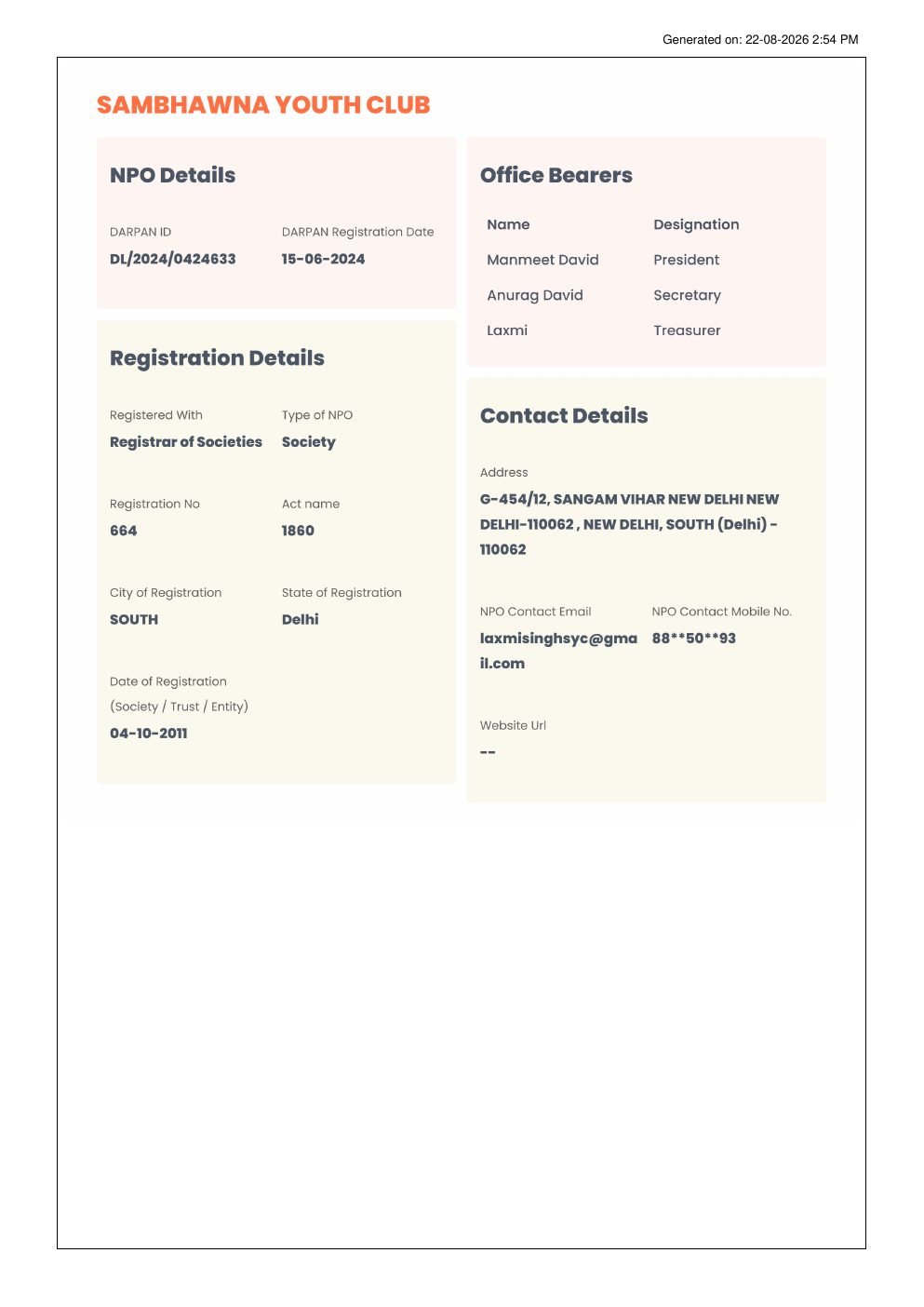 NGO Darpan Profile — page 1
