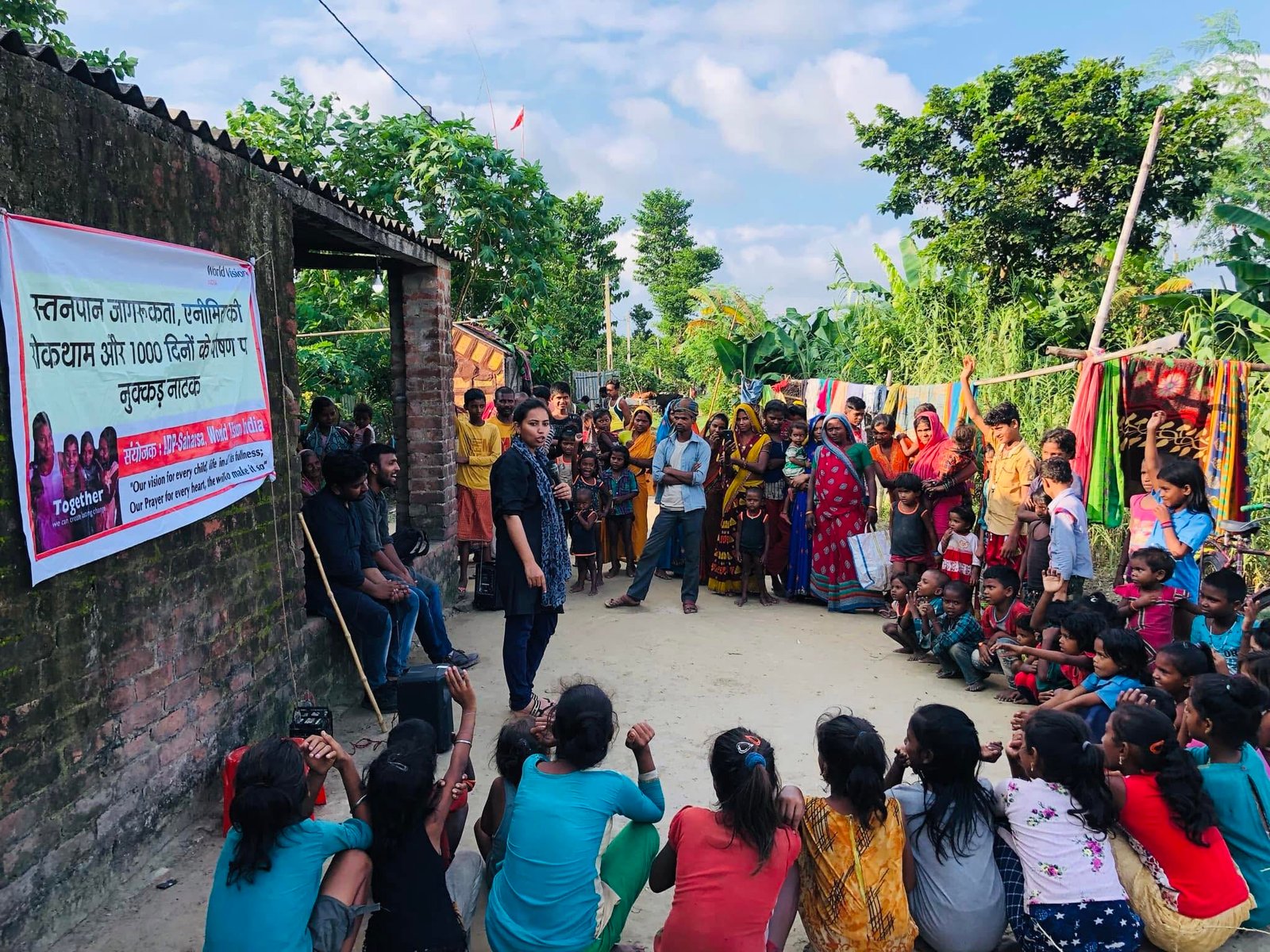 Community and volunteers gathered for a cleanliness programme