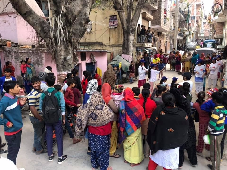 Community awareness gathering in a residential area